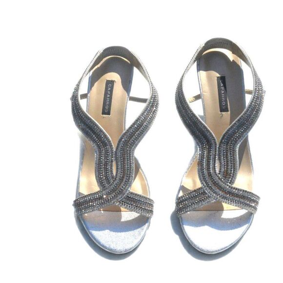 Caparros Heeled Sandals with Silver Rhinestones Size 8 1/2 B - Picture 1 of 7